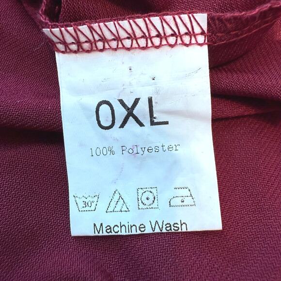 Lace Trim Slip Dress | Burgundy High Low Hem Adjustable Straps Coquette | XL - Picture 7 of 9